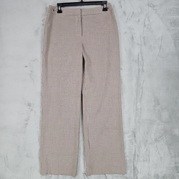 Ann Taylor Pants - Vintage Ann Taylor Pants Womens Size 8 Brown Plaid Wide Leg Stretch Made In USA